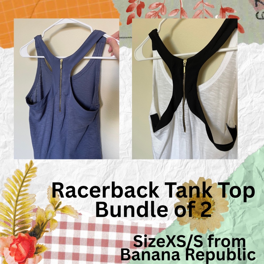 2 Banana Republic Racer Bank Tank Tops - Size XS, Looser Fit, Business Casual